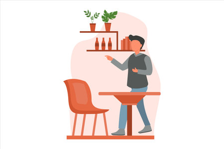 Coffee Shop Flat Design Illustrationのイラスト素材