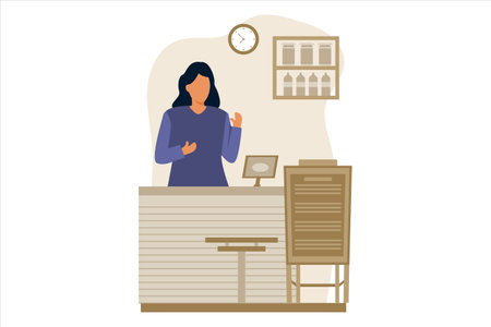 Coffee Shop Flat Design Illustrationのイラスト素材