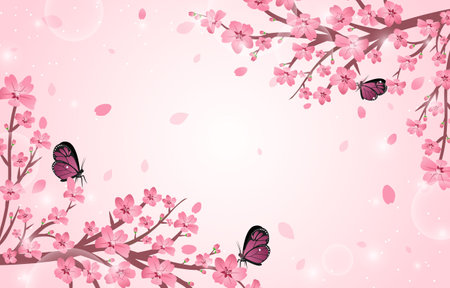 Beautiful Peach Blossom Flower Backgroundのイラスト素材
