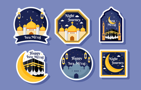 Isra Mi'raj Greeting Sticker Designのイラスト素材