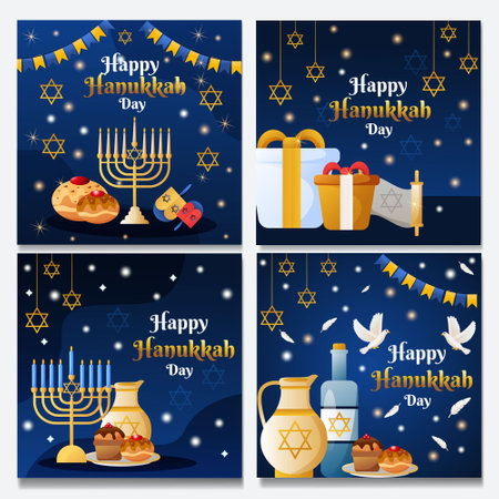 Hanukkah Festivity Social Media Templateのイラスト素材