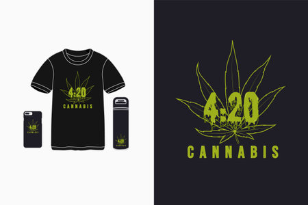 Cannabis, logo 420 t-shirt,case,tumbler mockupのイラスト素材