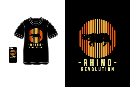 Rhino revolution,t-shirt merchandise siluet mockup typographyのイラスト素材