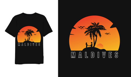 Maldives,lettering yellow orange white minimalist modern simple styleのイラスト素材