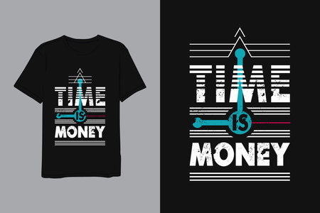t shirt design quote motivation,time is moneyのイラスト素材
