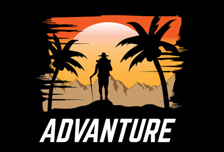 Mock Up T-Shirt Adventure Retro Vintage Styleのイラスト素材