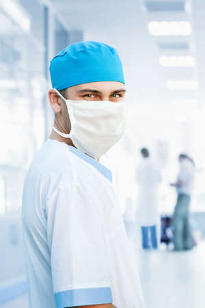 medical doctor in mask in hospitalの写真素材