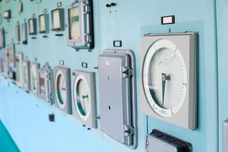 Control panel with instrumentation. Control room.の写真素材