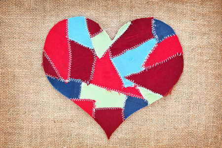 fabric scraps heart on texture grunge background  Valentineの写真素材