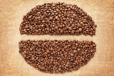 Coffee Bean on fabric texture background の写真素材