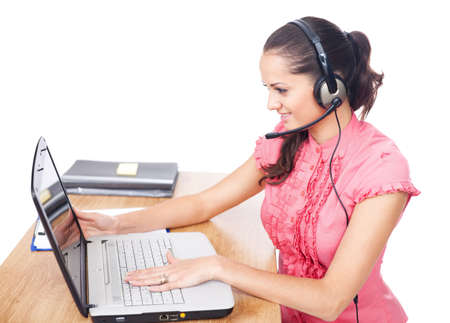 Young beautiful call center female operatorの写真素材