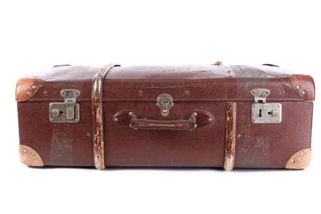 Brown suitcase isolated on white background の写真素材