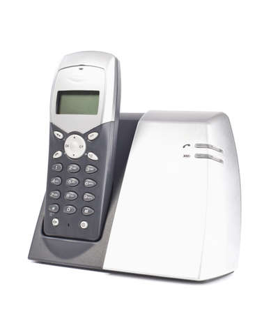 Cordless phone set on white backgroundの写真素材