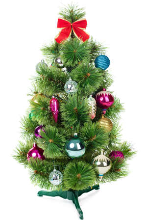 Christmas fir tree isolated on white backgroundの写真素材