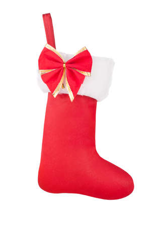 christmas sock isolated on white backgroundの写真素材