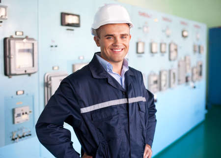 Portrait of young engineer at control roomの写真素材