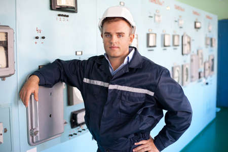 Portrait of young engineer at control roomの写真素材