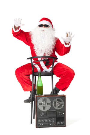 Santa Claus having fun at party isolated on white background の写真素材