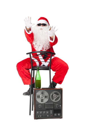 Santa Claus having fun at party isolated on white background の写真素材