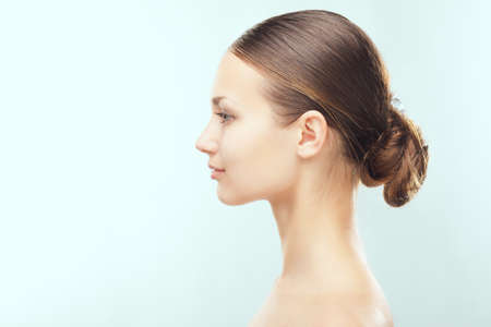 beautiful young woman with healthy face and clean skin 