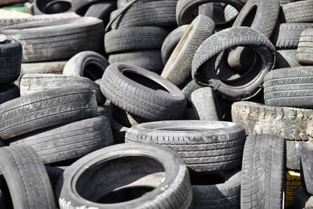 Pile of old used car tires