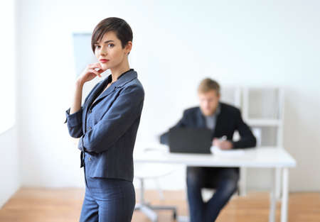 Portrait of a young businesswoman leader in the officeの写真素材