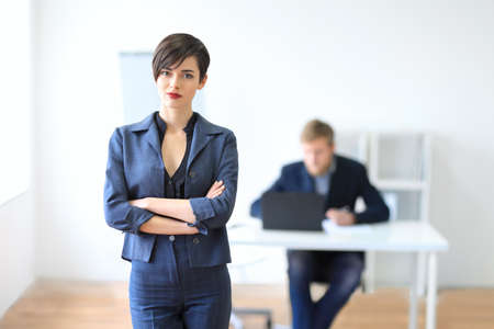 Portrait of a young businesswoman leader in the officeの写真素材