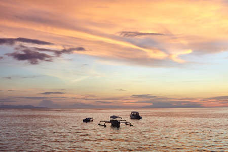 beautiful colorful sunset on the seaの写真素材