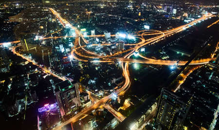Multi level stack interchange in bangkok. Aerial viewの写真素材