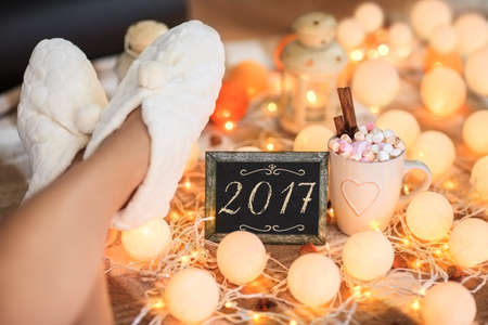 Christmas background 2017. Winter holiday conceptの写真素材