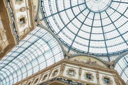 MILAN, ITALY - JUNE 8, 2016: Glass dome of Galleria Vittorio Emanuele II shopping galleryのeditorial素材