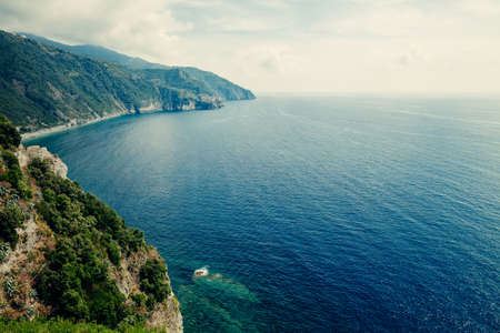 Beautiful seascape view of ligurian sea, Italy.の写真素材