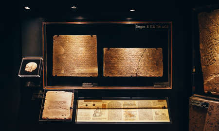ROME, ITALY - JUNE 4, 2016: ancient Egyptian writing on stone in the Vatican Museumのeditorial素材