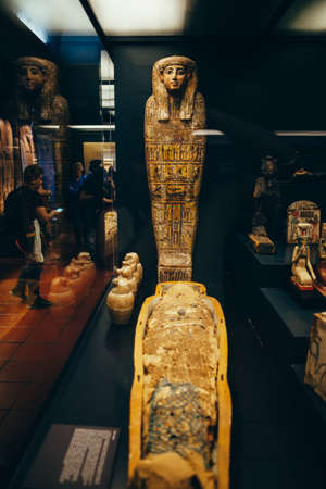 ROME, ITALY - JUNE 4, 2016: ancient Egyptian mummy and sarcophagus in the Vatican Museumのeditorial素材