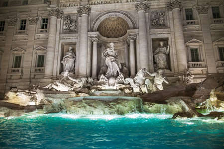 ROME, ITALY - JUNE 6, 2016: Trevi Fountain (Fontana di Trevi) illuminated at nightのeditorial素材