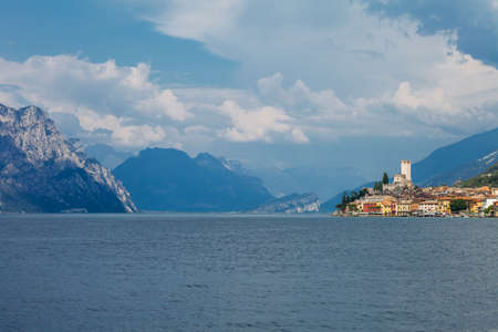 Scenic view of Malcesine on beautiful Garda lake, Italy. Travel backgroundの写真素材