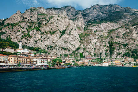Scenic view of Limone sul Garda, Italy. Travel backgroundの写真素材