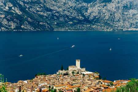 Scenic view of Malcesine on beautiful Garda lake, Italy. Travel backgroundの写真素材