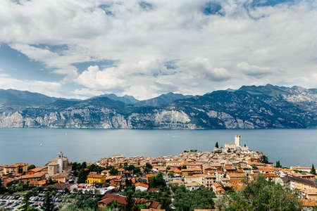 Scenic view of Malcesine on beautiful Garda lake, Italy. Travel backgroundの写真素材