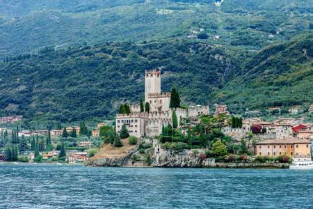 Scenic view of Malcesine on beautiful Garda lake, Italy. Travel backgroundの写真素材