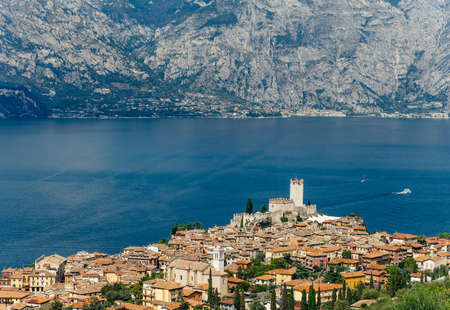 Scenic view of Malcesine on beautiful Garda lake, Italy. Travel backgroundの写真素材