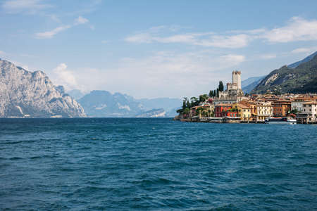 Scenic view of Malcesine on beautiful Garda lake, Italy. Travel backgroundの写真素材