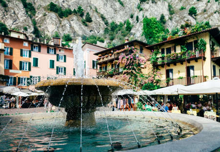Limone sul Garda, Italy - September 10, 2016: water fountain in main streetのeditorial素材