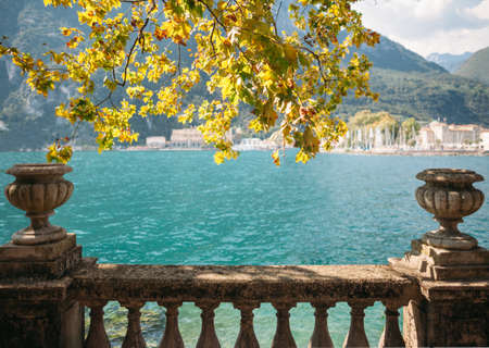 Scenic landscape of beautiful lake in Italy. Nature backgroundの写真素材