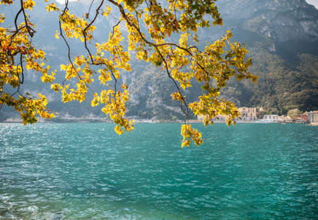 Scenic landscape of beautiful lake in Italy. Nature backgroundの写真素材