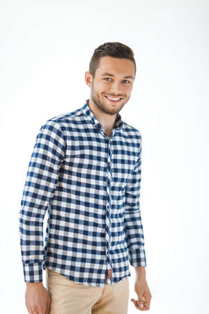 Smiling handsome man on white background. happiness concept
の写真素材