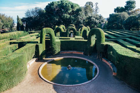 Park labyrinth in Barcelona, Spain, Catalonia