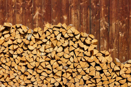 Pile of natural wood logs background