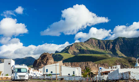 Charming white village Agaete in beautiful mountains landscape, Gran Canaria, Canary lslands. Travel conceptの写真素材