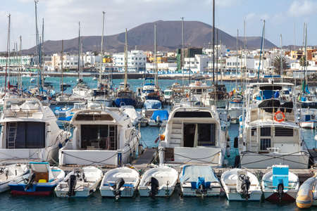 Sailboats and yachts in harbor, Gran Canaria, Spain. Summer holidays concept.の写真素材